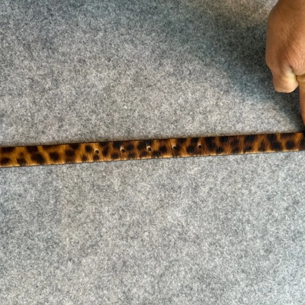 J. Jill Belt Womens M/L Brown New Leopard Cheetah Print Italian Leather Skinny